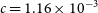 c equals 1.16 times 10 Superscript negative 3