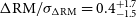normal upper Delta RM slash sigma Subscript normal upper Delta RM Baseline equals 0.4 StartLayout 1st Row plus 1.7 2nd Row negative 1.5 EndLayout