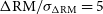 normal upper Delta RM slash sigma Subscript normal upper Delta RM Baseline equals 5