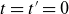 t equals t prime equals 0
