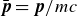 bold italic p overbar equals bold italic p divided by m c