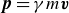 bold italic p equals gamma m bold italic v