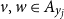 v comma w element of upper A Subscript y Sub Subscript j Subscript Baseline