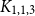 upper K Subscript 1 comma 1 comma 3