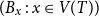 left parenthesis upper B Subscript x Baseline colon x element of upper V left parenthesis upper T right parenthesis right parenthesis