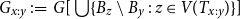 upper G Subscript x colon y Baseline colon equals upper G left bracket union StartSet upper B Subscript z Baseline minus upper B Subscript y Baseline colon z element of upper V left parenthesis upper T Subscript x colon y Baseline right parenthesis EndSet right bracket