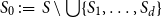 upper S 0 colon equals upper S minus union StartSet upper S 1 comma ellipsis comma upper S Subscript d Baseline EndSet