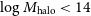 log upper M Subscript normal h normal a normal l normal o Baseline less than 14