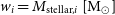 w Subscript i Baseline equals upper M Subscript normal s normal t normal e normal l normal l normal a normal r comma i Baseline left bracket upper M Subscript circled dot Baseline right bracket