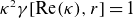 kappa squared gamma left bracket normal upper R normal e left parenthesis kappa right parenthesis comma r right bracket equals 1