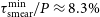 tau Subscript normal s normal m normal e normal a normal r Superscript normal m normal i normal n Baseline divided by upper P almost equals 8.3 percent sign