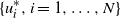StartSet u Subscript i Superscript asterisk Baseline comma i equals 1 comma ellipsis comma upper N EndSet