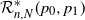 script upper R Subscript n comma upper N Superscript asterisk Baseline left parenthesis p 0 comma p 1 right parenthesis