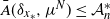 ModifyingAbove upper A With bar left parenthesis delta Subscript x Sub Subscript asterisk Subscript Baseline comma mu Superscript upper N Baseline right parenthesis less than or equals script upper A Subscript n Superscript asterisk
