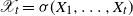 script upper X Subscript t Baseline equals sigma left parenthesis upper X 1 comma ellipsis comma upper X Subscript t Baseline right parenthesis