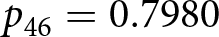 p 46 equals 0.7980