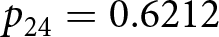 p 24 equals 0.6212