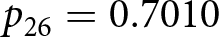 p 26 equals 0.7010