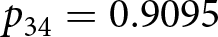 p 34 equals 0.9095