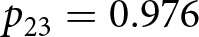 p 23 equals 0.976