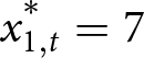 x 1 comma t asterisk equals 7