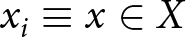 xi identical to x element of upper X