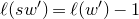 script l left parenthesis s w Superscript prime Baseline right parenthesis equals script l left parenthesis w Superscript prime Baseline right parenthesis minus 1