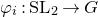 phi Subscript i Baseline colon upper S upper L 2 right arrow upper G