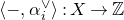 left angle bracket minus comma alpha Subscript i Superscript or Baseline right angle bracket colon upper X right arrow double struck upper Z