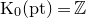 normal upper K 0 left parenthesis p t right parenthesis equals double struck upper Z