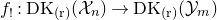 f Subscript factorial Baseline colon upper D upper K Subscript left parenthesis normal r right parenthesis Baseline left parenthesis script upper X Subscript n Baseline right parenthesis right arrow upper D upper K Subscript left parenthesis normal r right parenthesis Baseline left parenthesis script upper Y Subscript m Baseline right parenthesis