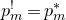 p Subscript m Superscript factorial Baseline equals p Subscript m Superscript asterisk