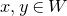 x comma y element of upper W