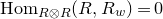 upper H o m Subscript upper R circled times upper R Baseline left parenthesis upper R comma upper R Subscript w Baseline right parenthesis equals 0