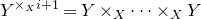 upper Y Superscript times Super Subscript upper X Superscript i plus 1 Baseline equals upper Y times Subscript upper X Baseline midline horizontal ellipsis times Subscript upper X Baseline upper Y