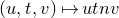 left parenthesis u comma t comma v right parenthesis right arrow from bar u t n v