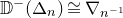 double struck upper D Superscript minus Baseline left parenthesis normal upper Delta Subscript n Baseline right parenthesis approximately equals nabla Subscript n Sub Superscript negative 1 Baseline