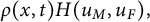rho left parenthesis x comma t right parenthesis upper H left parenthesis u Subscript upper M Baseline comma u Subscript upper F Baseline right parenthesis comma
