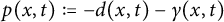 p left parenthesis x comma t right parenthesis colon equals minus d left parenthesis x comma t right parenthesis minus gamma left parenthesis x comma t right parenthesis