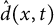 ModifyingAbove d With caret left parenthesis x comma t right parenthesis