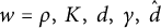 w equals rho comma upper K comma d comma gamma comma ModifyingAbove d With caret