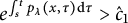e Superscript integral Subscript s Superscript t Baseline p Super Subscript lamda Superscript left parenthesis x comma tau right parenthesis normal d tau Baseline greater than ModifyingAbove c With caret Subscript 1