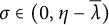 sigma element of left parenthesis 0 comma eta minus lamda overbar right parenthesis