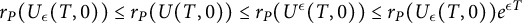 r Subscript upper P Baseline left parenthesis upper U Subscript epsilon Baseline left parenthesis upper T comma 0 right parenthesis right parenthesis less than or equals r Subscript upper P Baseline left parenthesis upper U left parenthesis upper T comma 0 right parenthesis right parenthesis less than or equals r Subscript upper P Baseline left parenthesis upper U Superscript epsilon Baseline left parenthesis upper T comma 0 right parenthesis right parenthesis less than or equals r Subscript upper P Baseline left parenthesis upper U Subscript epsilon Baseline left parenthesis upper T comma 0 right parenthesis right parenthesis e Superscript epsilon upper T