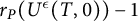 r Subscript upper P Baseline left parenthesis upper U Superscript epsilon Baseline left parenthesis upper T comma 0 right parenthesis right parenthesis minus 1