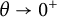 theta right arrow 0 Superscript plus