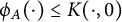 phi Subscript upper A Baseline left parenthesis dot right parenthesis less than or equals upper K left parenthesis dot comma 0 right parenthesis