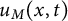 u Subscript upper M Baseline left parenthesis x comma t right parenthesis