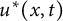 u Superscript asterisk Baseline left parenthesis x comma t right parenthesis
