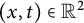 left parenthesis x comma t right parenthesis element of double struck upper R squared